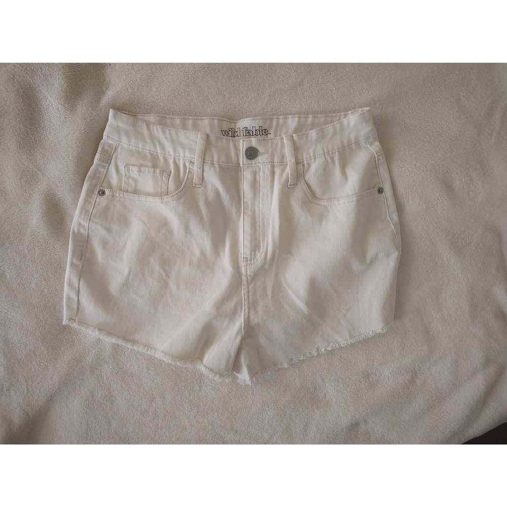 Wild Fable Womens Cream Off White High Waisted Raw Hem Denim Cut Off Shorts